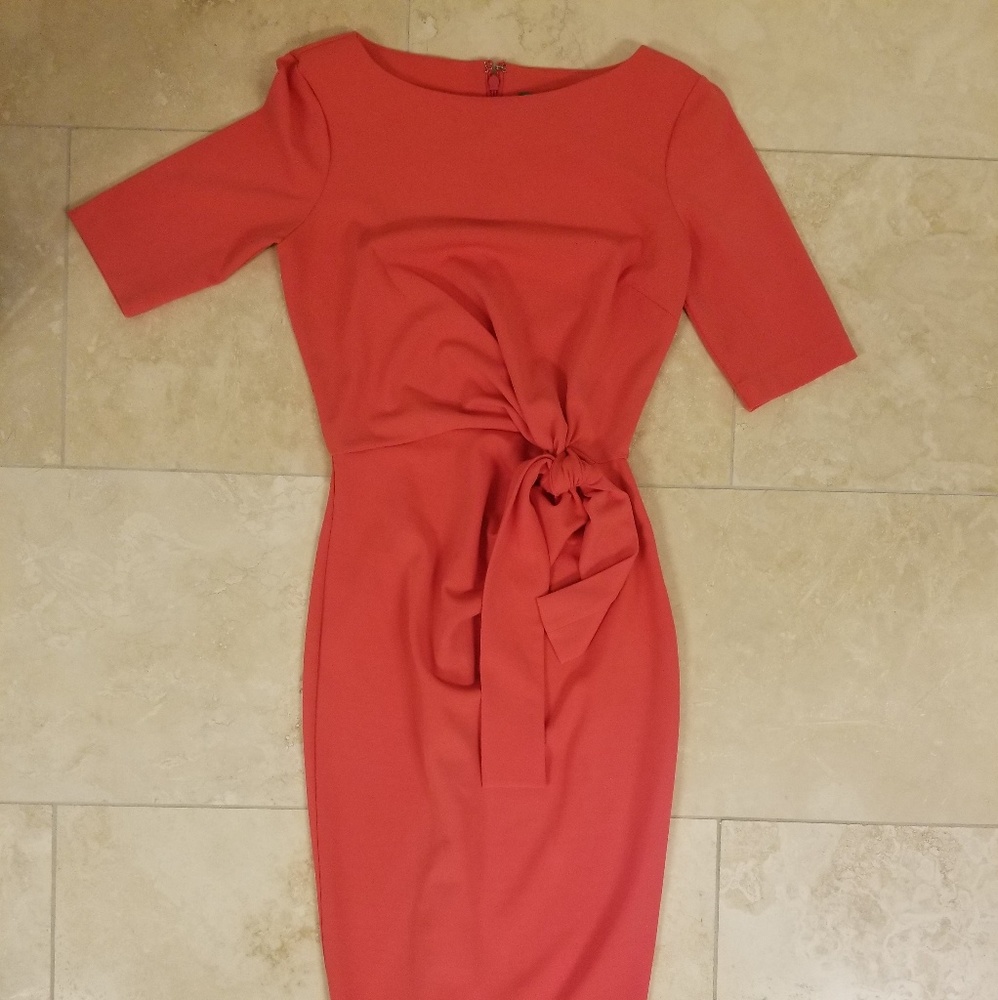 Asos Coral Tie Detail Dress, Size 2